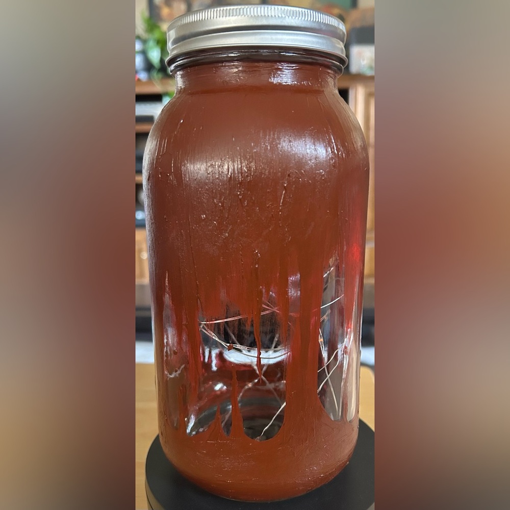 MOVIE FANDOM/THEMED 64oz JAR/ 14’ OF RED FAIRY-LIGHTS/HANDPAINTED/HANDMADE - Picture 7 of 7